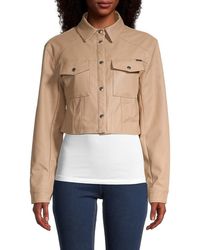 Calvin Klein Faux Leather Cropped Jacket - Multicolor
