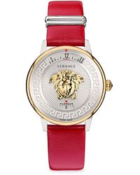 Versace - 38mm Stainless Steel & Leather Strap Watch - Lyst