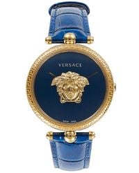 Versace - Palazzo Empire 39mm Ip Yellow Goldtone Stainless Steel & Leather Strap Watch - Lyst