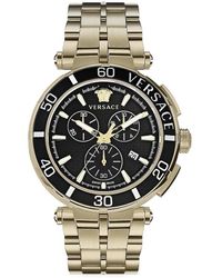 Versace - Greca Chrono 45mm Ip Goldtone Stainless Steel Bracelet Watch - Lyst