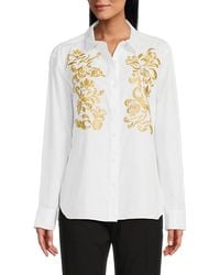 Karl Lagerfeld - Embroidered Cotton Button-Down Shirt - Lyst
