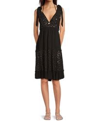 La Moda Clothing - Sequined Plunging V-Neck Cover-Up Dress - Lyst