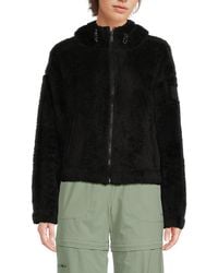 DKNY - Faux Shearling Hooded Zip Jacket - Lyst