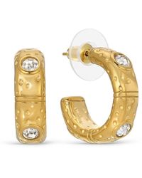 Eye Candy LA - Golden Emma Goldtone Titanium & Cubic Zirconia Half Hoop Earrings - Lyst
