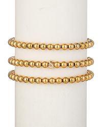 Eye Candy LA - Luxe Collection 3-Piece Initial Goldtone Beaded & Cubic Zirconia Bracelet Set - Lyst