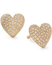Saks Fifth Avenue - 14k Yellow Gold & 0.28 Tcw Pavé Diamond Heart Stud Earrings - Lyst