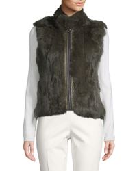 Adrienne Landau Reversible Dyed Rabbit Fur Quilted Vest - Green