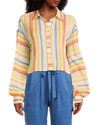 Ramy Brook - Vesta Striped Button-Front Cover-Up Shirt - Lyst