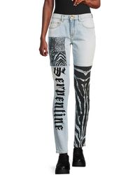 Roberto Cavalli - Mid Rise Patch Jeans - Lyst