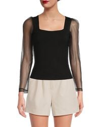 Lea & Viola - Puff Sleeve Fitted Top - Lyst