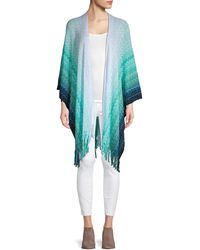 Missoni Fringed Open-front Chevron Poncho - Blue