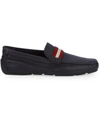 Bally Textured Leather Loafers - Black