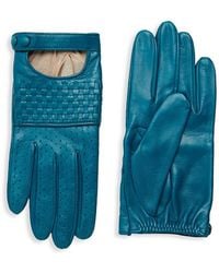 Portolano Basket Weave Leather Gloves - Blue