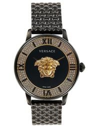 Versace - 38mm Black Ip Stainless Steel & Diamond Bracelet Watch - Lyst