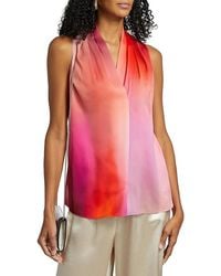 Kobi Halperin - Sydonie Printed Stretch Silk Sleeveless Blouse - Lyst