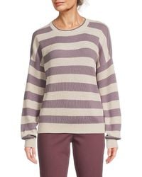 Brunello Cucinelli - Striped Cotton Crewneck Sweater - Lyst
