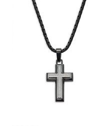 Esquire - Ip Stainless Steel & 0.1 Tcw Diamond Cross Pendant Necklace - Lyst