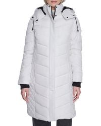 Kenneth Cole - Mixed Quilted Puffer Coat - Lyst
