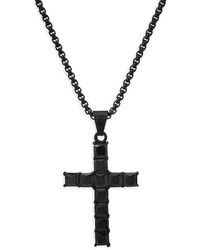 Anthony Jacobs - Ip Stainless Steel & Simulated Diamonds Cross Pendant Necklace - Lyst