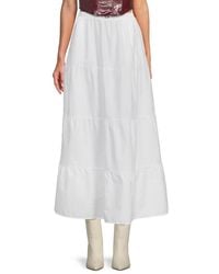 Noisy May - Freja Poplin Cotton Tiered Maxi Skirt - Lyst