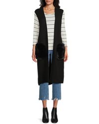 Saks Fifth Avenue - Faux Fur Trim Open Front Cardigan - Lyst