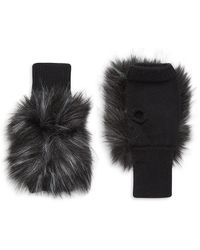 Jocelyn - Texty Time Faux Fur & Knit Fingerless Mittens - Lyst