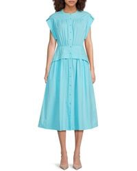 AREA STARS - Cuff Cotton Poplin Midi-Dress - Lyst