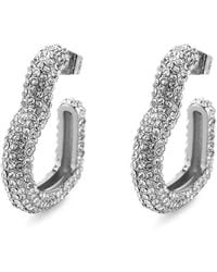 SAVIENE - Crystal & Cubic Zirconia Heart Half Hoop Earrings - Lyst