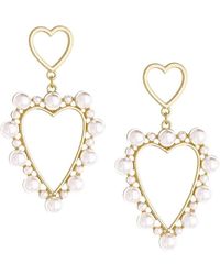 Ettika - 18k Goldplated & Acrylic Faux Pearl Heart Dangle Earrings - Lyst