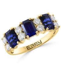 Effy - 14K, Lab-Grown Sapphire & 0.51 Tcw Lab-Grown Diamond Ring - Lyst