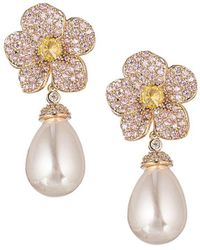 Eye Candy LA - The Luxe Collection 18k Goldplated, Glass Pearl & Cubic Zirconia Drop Earrings - Lyst