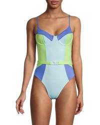 Solid & Striped The Spencer Belted One-piece Swimsuit - Blue