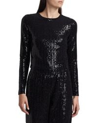 Alice + Olivia - Alice + Olivia Delaina Sequined Crop Top - Lyst
