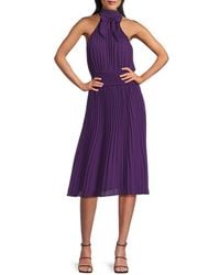 AREA STARS - Bow Accordion Pleat Midi-Dress - Lyst