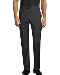 Zanella Parker Flat-front Wool Trousers - Black