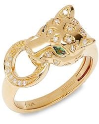 Effy - 14k Goldplated Sterling Silver, Emerald & Diamond Panther Ring - Lyst