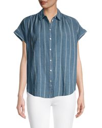 Madewell Central Double Striped Button Down Shirt - Blue