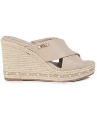 Karl Lagerfeld - Cellyn 100Mm Leather Wedge Sandals - Lyst