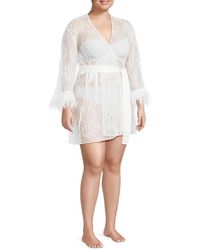 Rya Collection - Plus Lace Fringed Cover Up Robe - Lyst
