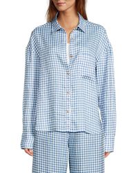 Saks Fifth Avenue - Gingham Check 100% Linen Oversized Shirt - Lyst