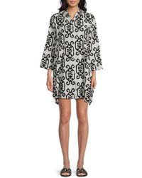 La Moda Clothing - Printed Cotton Cover-Up Minidress - Lyst
