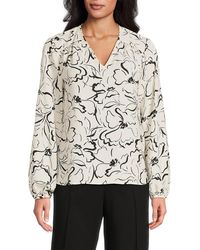 Halston - Floral Print Top - Lyst