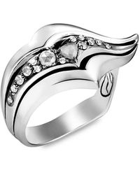 John Hardy - Lahar Sterling Silver & Grey & White Diamond Ring - Lyst