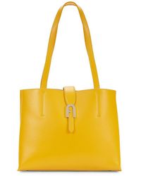 Furla Sofia Tote L Fullmoon White Colourblock Grained Leather Woman