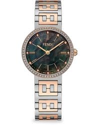 Fendi - Forever 29mm Two Tone Stainless Steel & 0.25 Tcw Diamond Bracelet Watch - Lyst