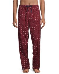 Tommy Hilfiger Logo-pattern Fleece Pyjama Trousers - Red