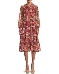 Rachel Parcell - Floral Ruffle Tiered Midi Dress - Lyst