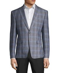 calvin klein blue plaid slim fit sport coat