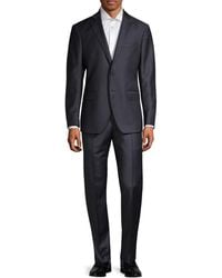 Saks Fifth Avenue Modern-fit Tonal Check Wool Suit - Blue