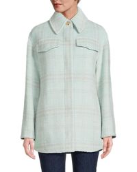 Vince - Plaid Wool Blend Shirt Jacket - Lyst
